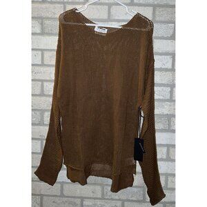 One Teaspoon Luxe Collection Size Large French Wide Knit Brown Sweater - New!